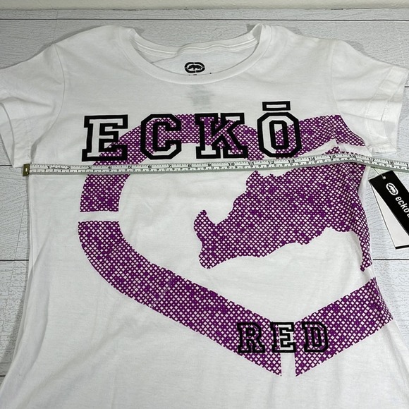 ECKO RED Woman’s White and Purple T-Shirt Size Medium - Picture 4 of 7